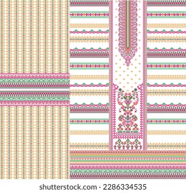 digital  kurti  front part and seleev vector design