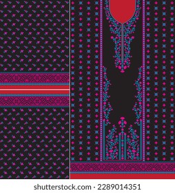 digital  kurti  front part and seleev illustrator vector design