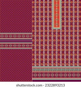 digital  kurti  front part and seleev illustrator vector design