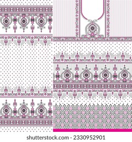 digital  kurti  front part and seleev illustrator vector design