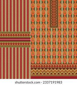 digital  kurti  front part and seleev illustrator vector design