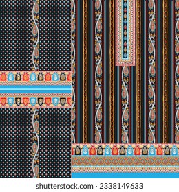 digital  kurti  front part and seleev illustrator vector design