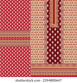 digital  kurti  front part and seleev illustrator vector design