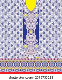 digital  kurti  front part and seleev illustrator vector design