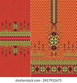 digital  kurti  front part and seleev illustrator vector design