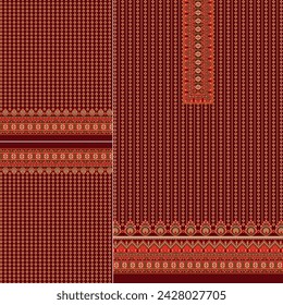 digital  kurti  front part and seleev illustrator vector design