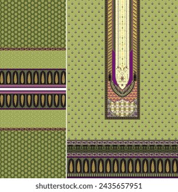 Digital  Kurti  Front Part and Seleev Illustrator Vector Design