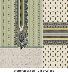 Digital  Kurti  Front Part and Seleev Illustrator Vector Design