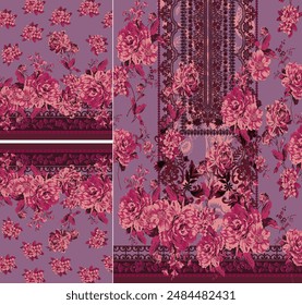 Digital  Kurti  Front Part and Seleev Illustrator Vector Design