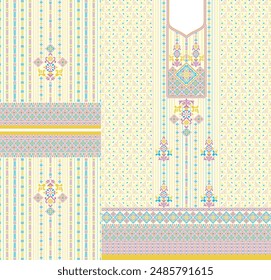 Digital  Kurti  Front Part and Seleev Illustrator Vector Design