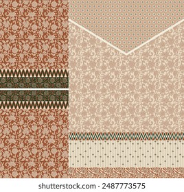 Digital  Kurti  Front Part and Seleev Illustrator Vector Design