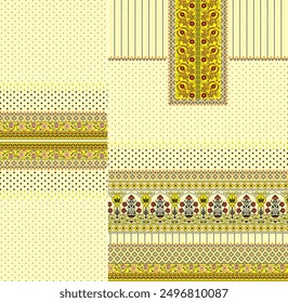 Digital  Kurti  Front Part and Seleev Illustrator Vector Design