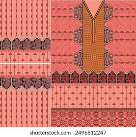 Digital  Kurti  Front Part and Seleev Illustrator Vector Design