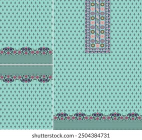 Digital  Kurti  Front Part and Seleev Illustrator Vector Design