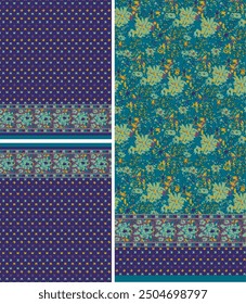 Digital  Kurti  Front Part and Seleev Illustrator Vector Design