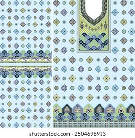 Digital  Kurti  Front Part and Seleev Illustrator Vector Design