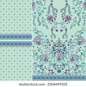 Digital  Kurti  Front Part and Seleev Illustrator Vector Design