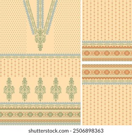 Digital  Kurti  Front Part and Seleev Illustrator Vector Design