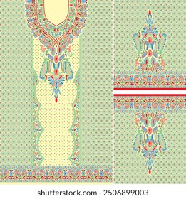 Digital  Kurti  Front Part and Seleev Illustrator Vector Design