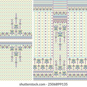 Digital  Kurti  Front Part and Seleev Illustrator Vector Design