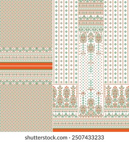 digital  kurti  front part and seleev illustrator vector design