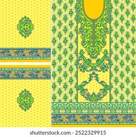 Digital  Kurti  Front Part and Seleev Illustrator Vector Design