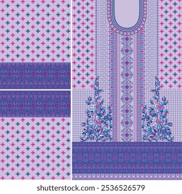 Digital  Kurti  Front Part and Seleev Illustrator Vector Design