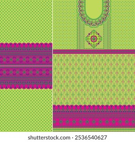 Digital  Kurti  Front Part and Seleev Illustrator Vector Design