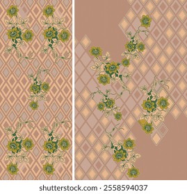 Digital  Kurti  Front Part and Seleev Illustrator Vector Design