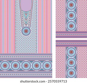 Digital Kurti Front Part and Seleev Illustrator Vector Design