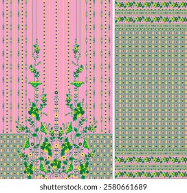 digital kurti front part and seleev illustrator vector design