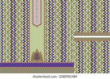 Digital  Kurti  Front Part and Seleev Illustrator Vector Design