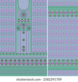 Digital Kurti Front Part and Seleev Illustrator Vector Design