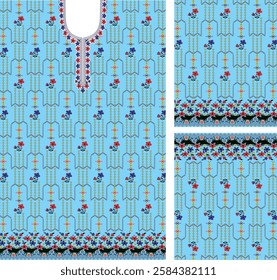 Digital Kurti Front Part and Seleev Illustrator Vector Design