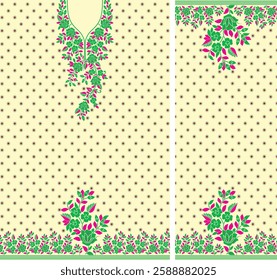 Digital Kurti Front Part and Seleev Illustrator Vector Design