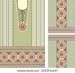 Digital Kurti Front Part and Seleev Illustrator Vector Design