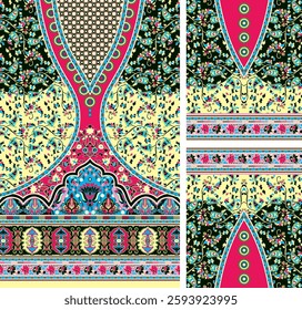 Digital Kurti Front Part and Seleev Illustrator Vector Design