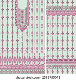 Digital Kurti Front Part and Seleev Illustrator Vector Design