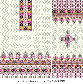 Digital Kurti Front Part and Seleev Illustrator Vector Design