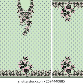 Digital Kurti Front Part and Seleev Illustrator Vector Design
