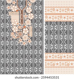 Digital Kurti Front Part and Seleev Illustr