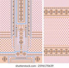 Digital Kurti Front Part and Seleev Illustrator Vector Design
