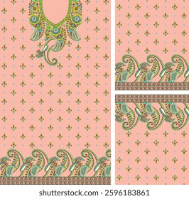 Digital Kurti Front Part and Seleev Illustrator Vector Design