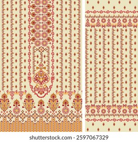 Digital Kurti Front Part and Seleev Illustrator Vector Design