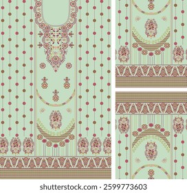 Digital Kurti Front Part and Seleev Illustrator Vector Design