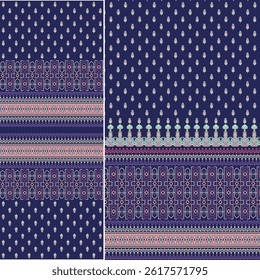 Digital  Kurti  Front Part and Seleev Illustrator Vector Design