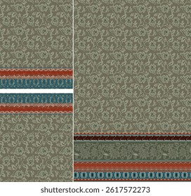 Digital  Kurti  Front Part and Seleev Illustrator Vector Design