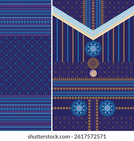 Digital  Kurti  Front Part and Seleev Illustrator Vector Design