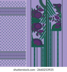 Digital  Kurti  Front Part and Seleev Illustrator Vector Design