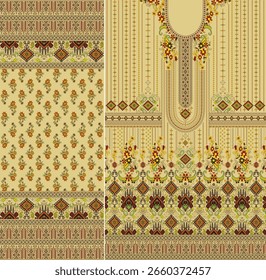 Digital  Kurti  Front Part and Seleev Illustrator Vector Design